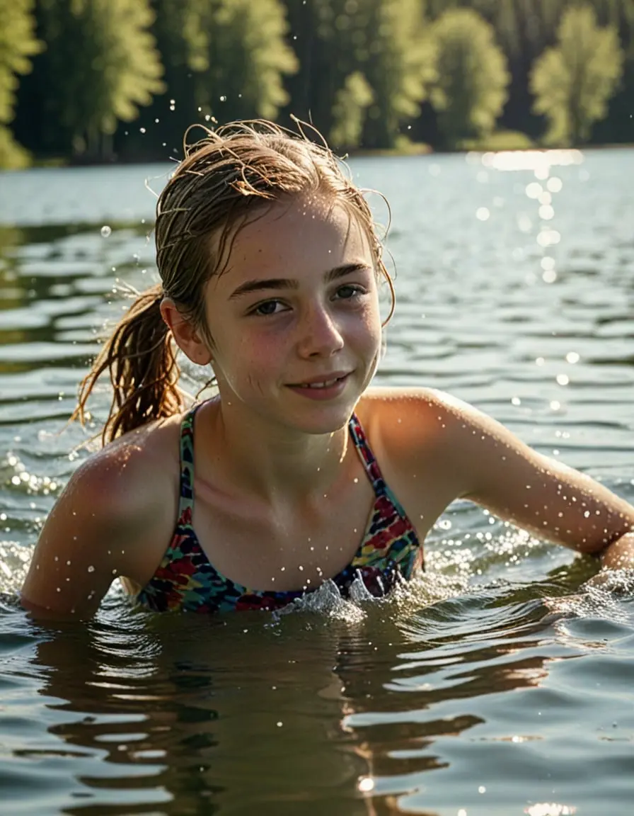 schwimmt im Wasser